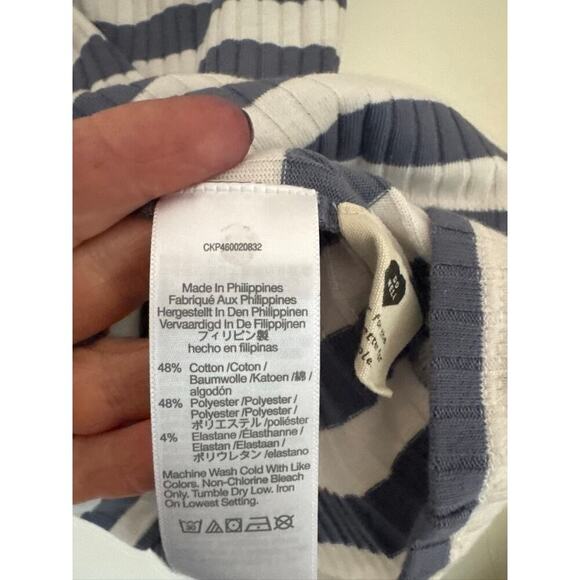 Madewell Ribbed Sweetheart Tee in Strips- Blue and White - XL - Picture 4 of 8